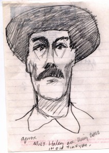 John Hartford's sketch of Milt Haley, drawn in Kenova, WV, 1996