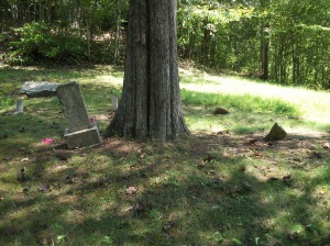 Jackson Mullins grave (to the right, marked by rocks)