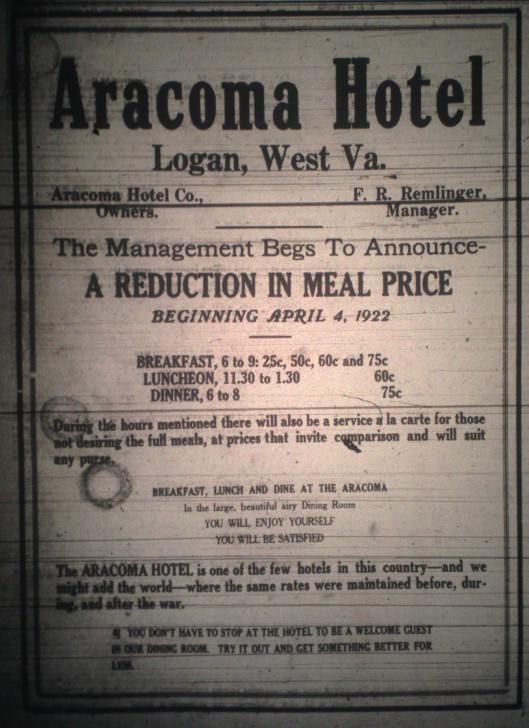 Aracoma Hotel Ad LB 03.31.1922.JPG